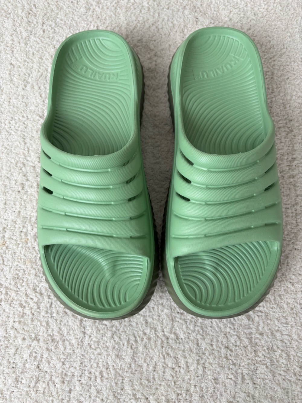 Kuailu Sandals Womens 10 Green Lightweight Recovery Platform Comfort Slides - Picture 4 of 11